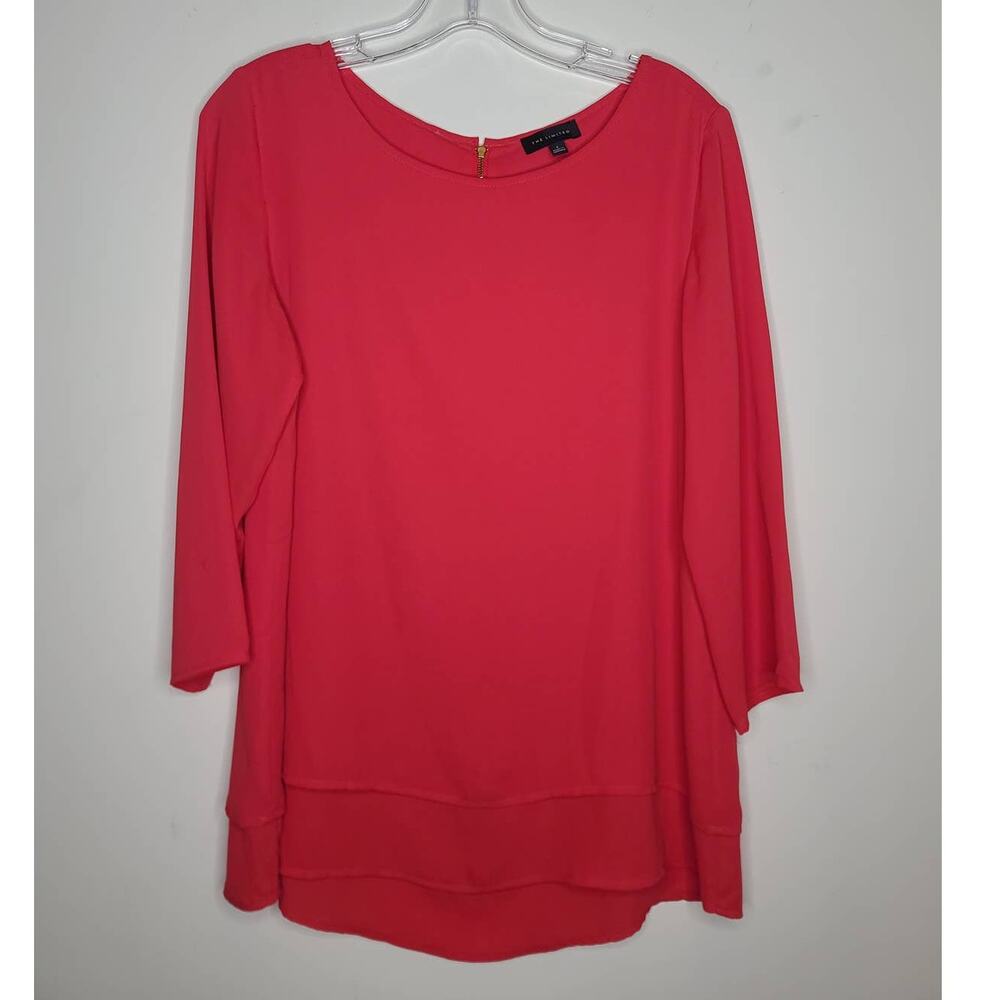 Limited red tired long sleeve tunic blouse - small